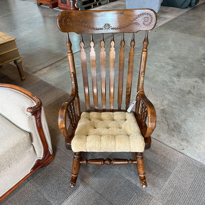 Vintage Oak Rocking Chair w/ Cushion