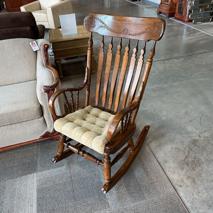 Vintage Oak Rocking Chair w/ Cushion