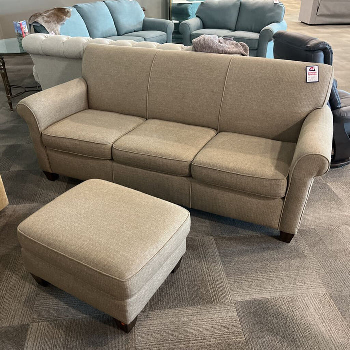 Beige Fabric Sofa w/ Ottoman