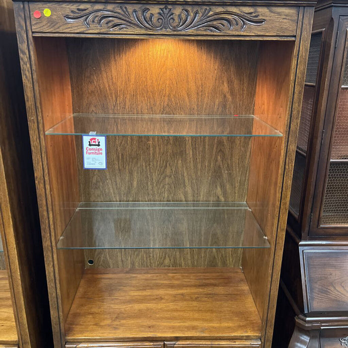 Oak Shelf w/ Glass Shelves & Cabinet