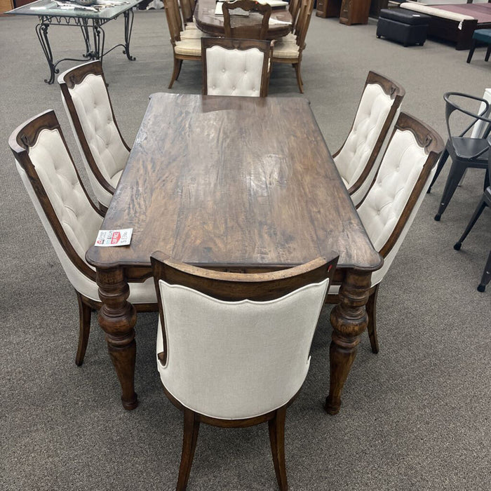 Rustic Pecan Table W/ 6 Dining Chairs