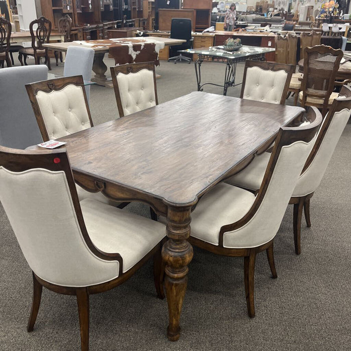 Rustic Pecan Table W/ 6 Dining Chairs