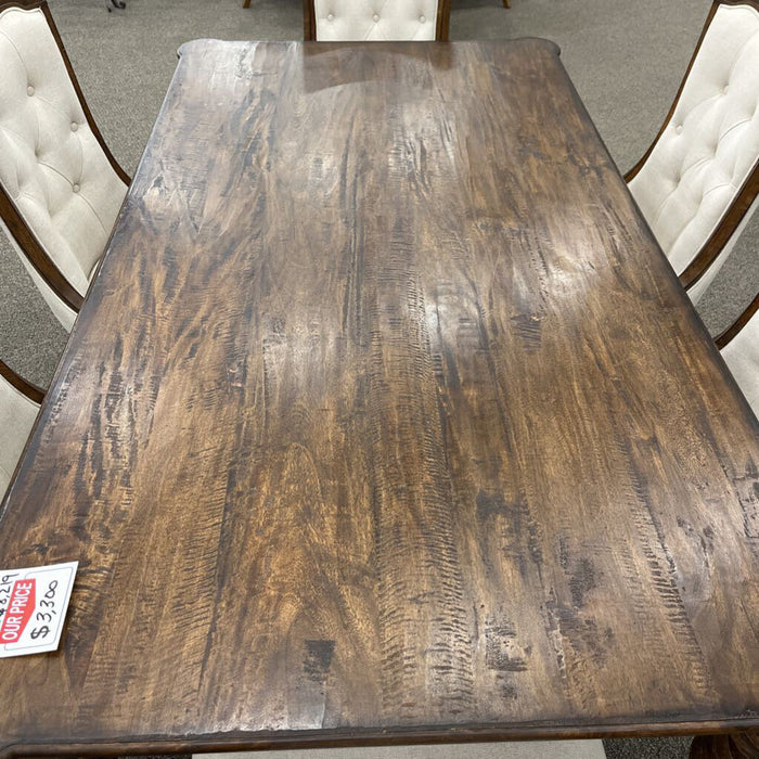 Rustic Pecan Table W/ 6 Dining Chairs