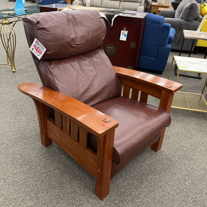 Mission Wood Arm/ Leather Recliner