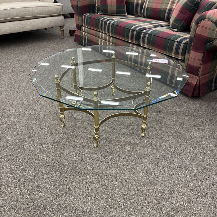 Gold & Glass Hexagon Coffee Table