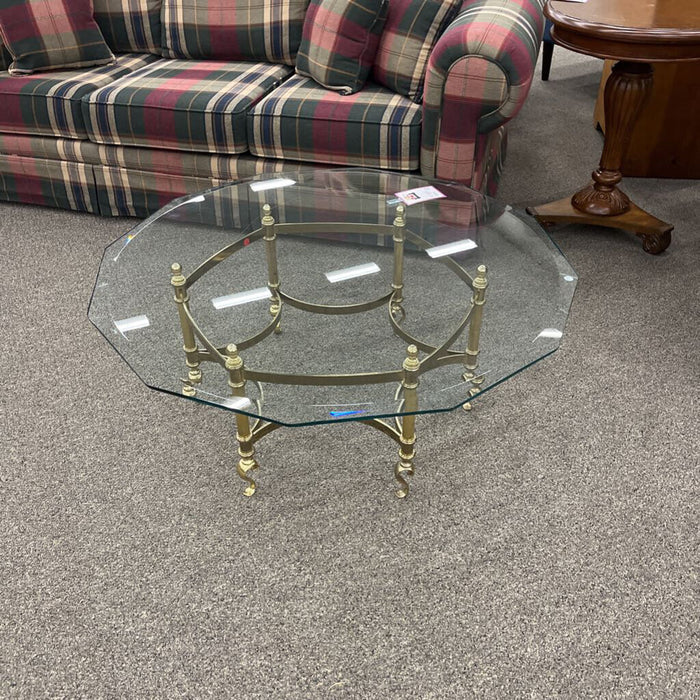 Gold & Glass Hexagon Coffee Table
