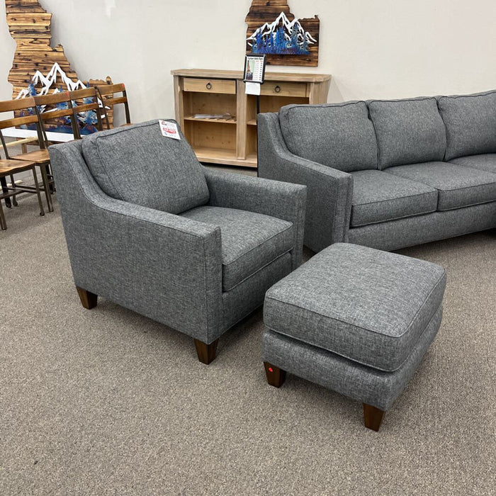 "Finley" Ash Gray Chair w/ Ottoman