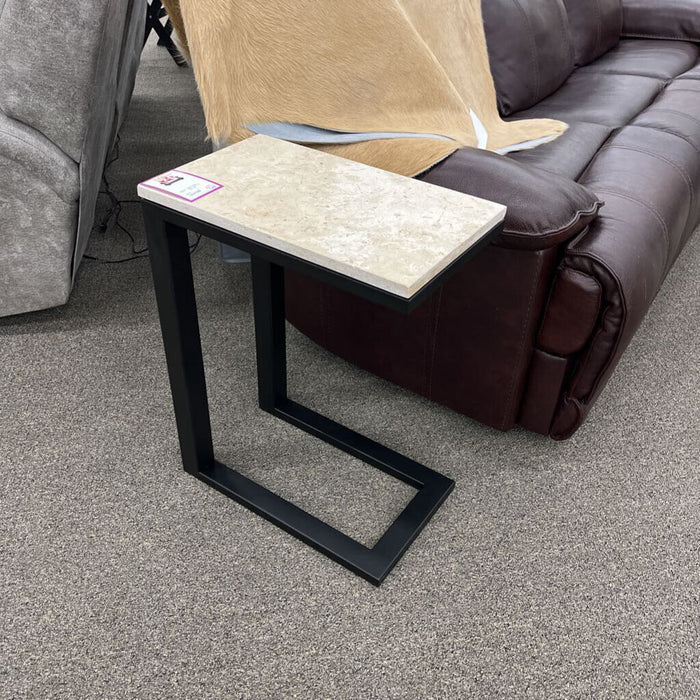 White Stone Top End Table