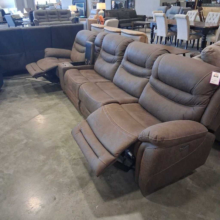 5pc. Brown Uph. Pwh Sectional