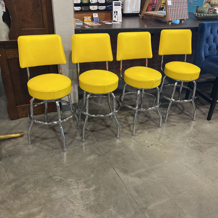 Set 4 Yellow/Chrome Barstools