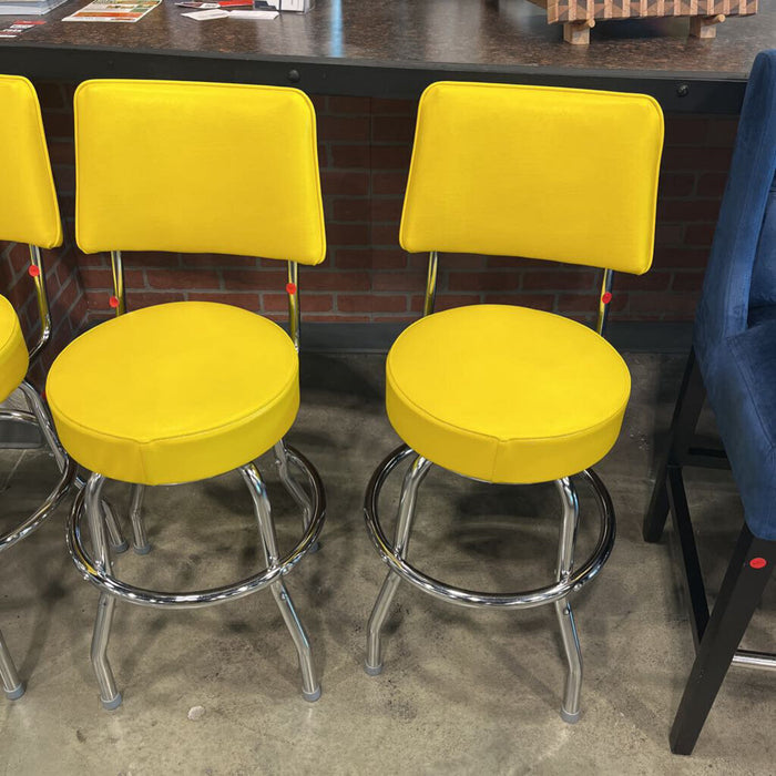 Set 4 Yellow/Chrome Barstools