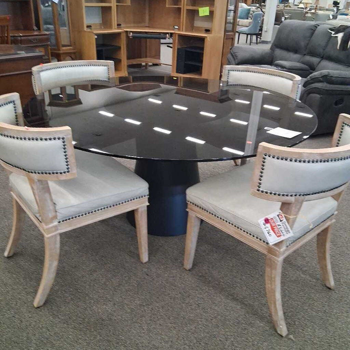 "Decker" Round Black Glass Table