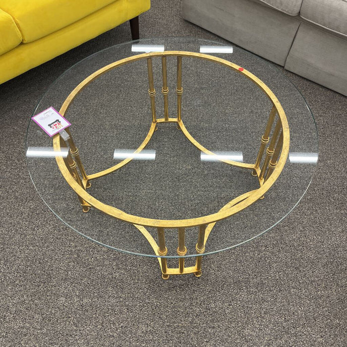 Round Glass Gold Base Coffee Table