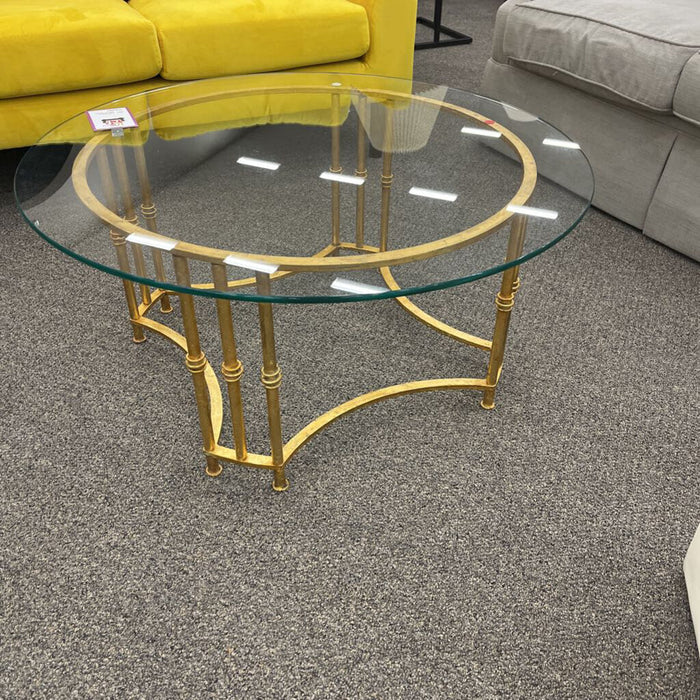 Round Glass Gold Base Coffee Table