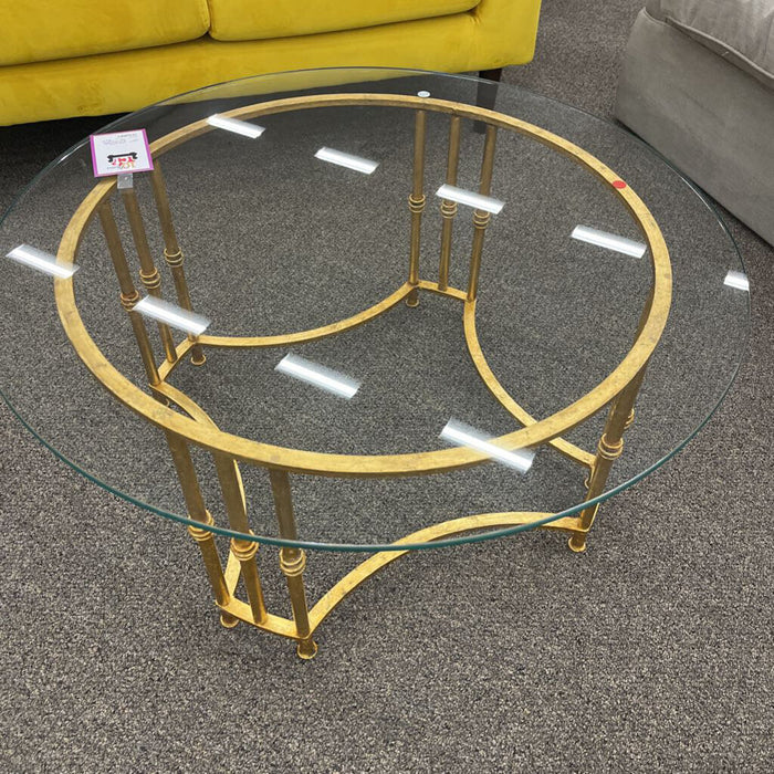 Round Glass Gold Base Coffee Table