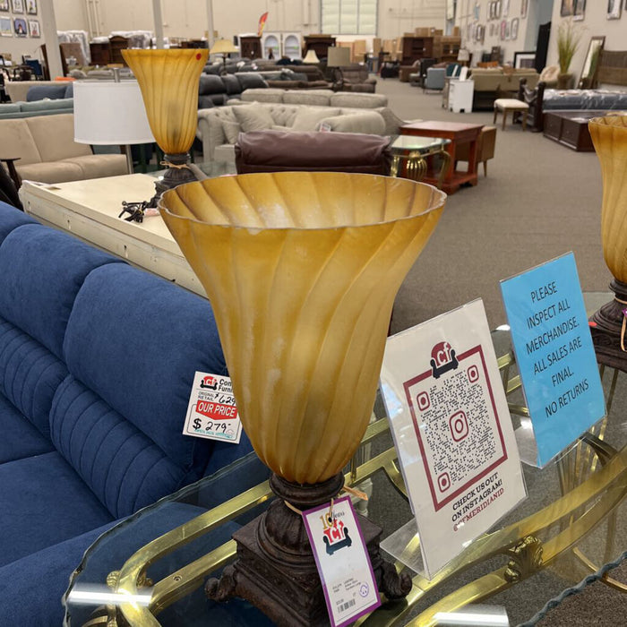 Amber Glass Torchiere Lamp