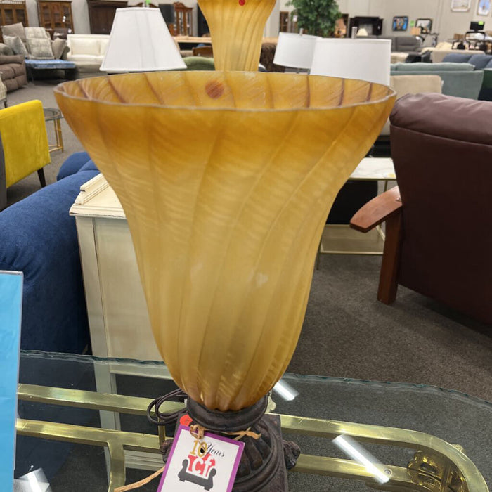 Amber Glass Torchiere Lamp