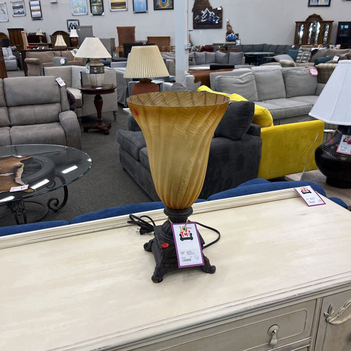 Amber Glass Torchiere Lamp