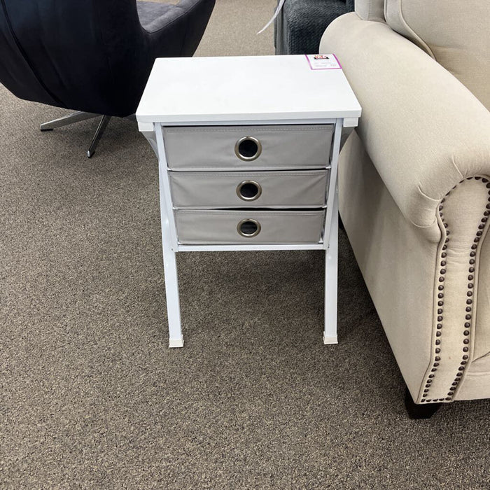 White Side Table w/ Drawers