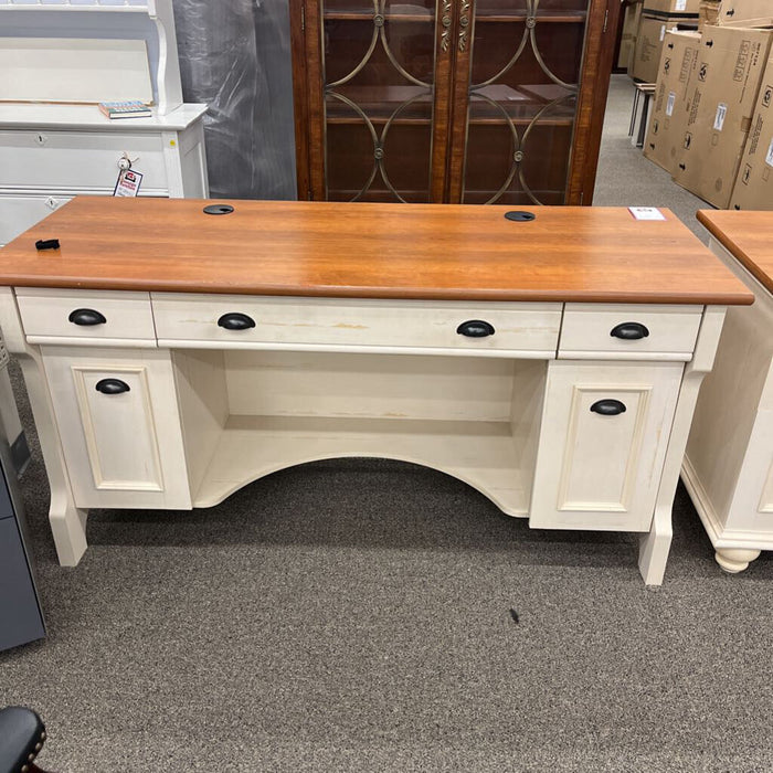 2-tone Cream Desk w/ File Cabinet