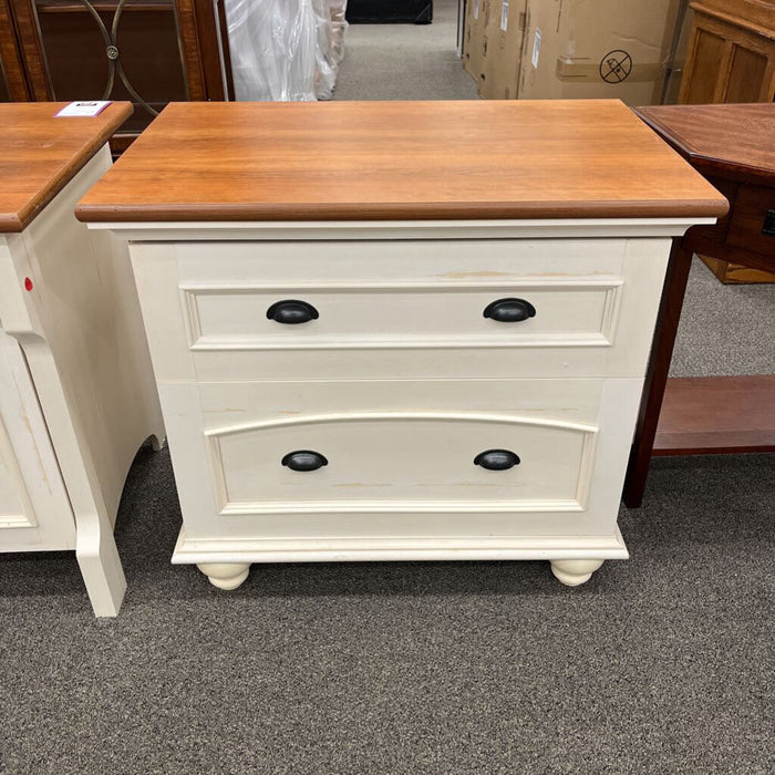 2-tone Cream Desk w/ File Cabinet
