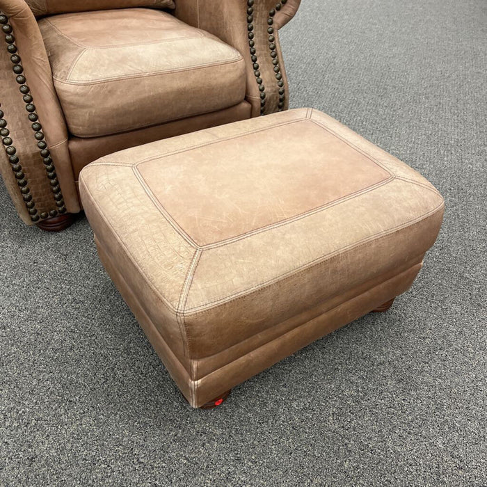 Brown Leather Chair w/ Ottoman