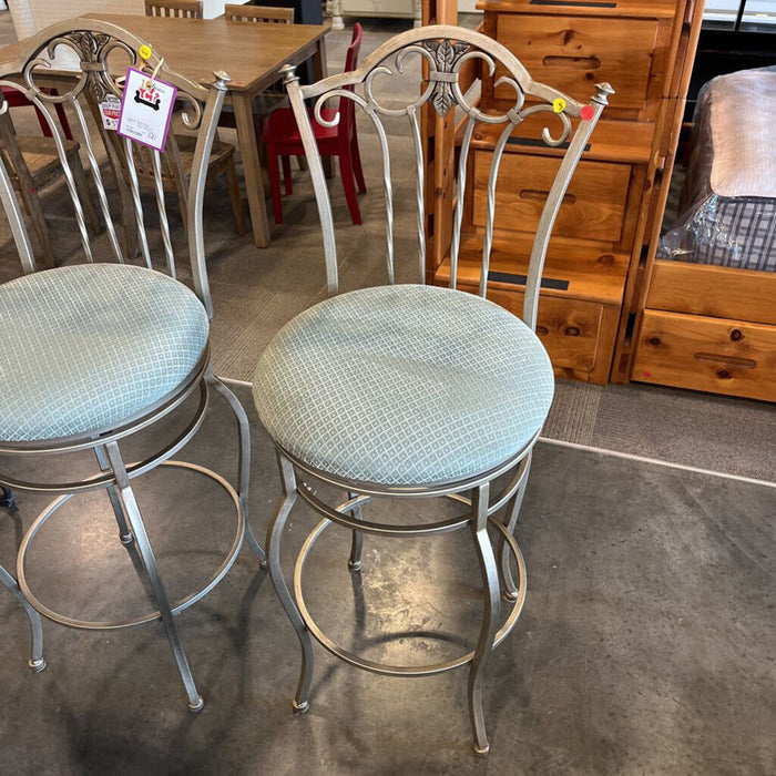 Pair of Green & Silver Stools
