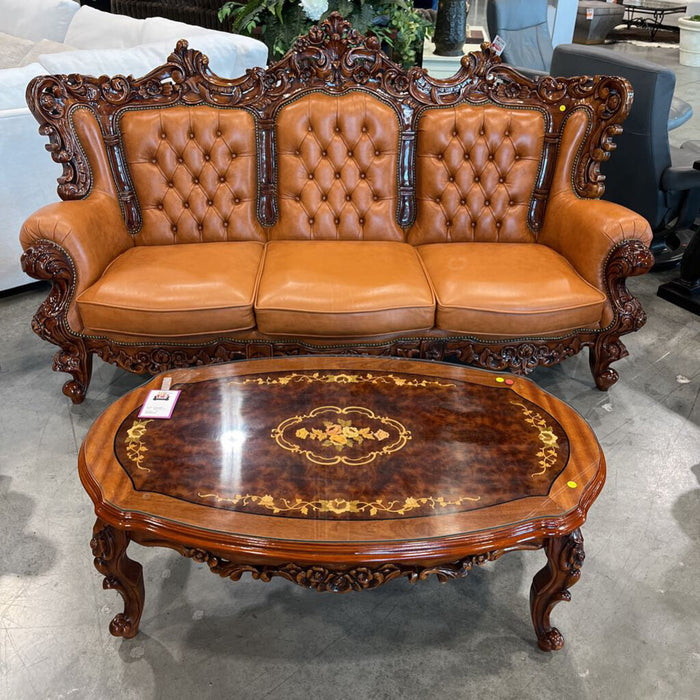 4pc. Tan Leather Parlor Set