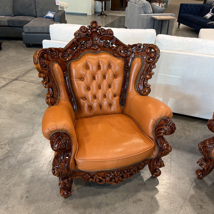 4pc. Tan Leather Parlor Set