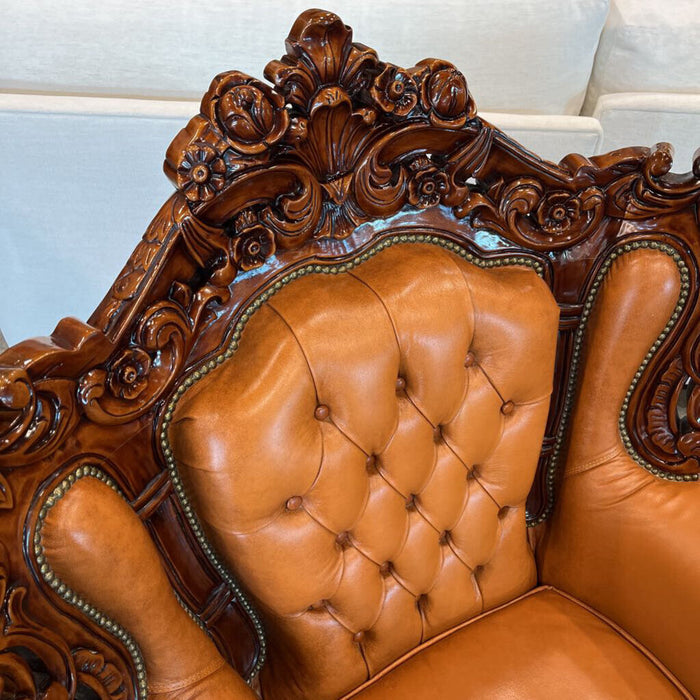 4pc. Tan Leather Parlor Set