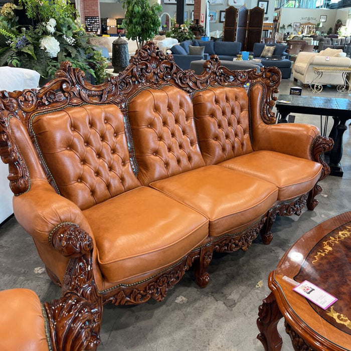 4pc. Tan Leather Parlor Set