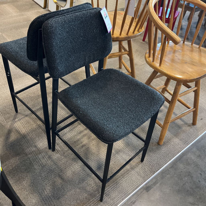 Pair of Black Fabric Stools