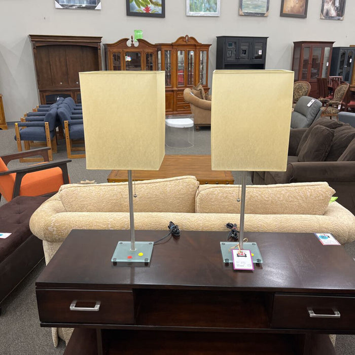 Pair of Glass Base Lamps