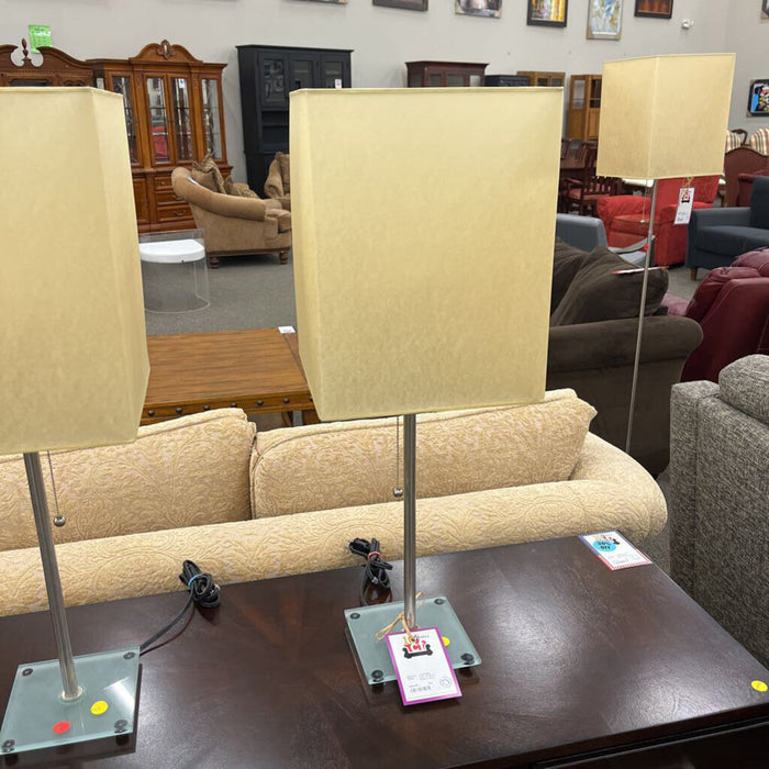 Pair of Glass Base Lamps