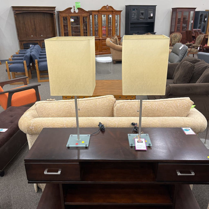 Pair of Glass Base Lamps