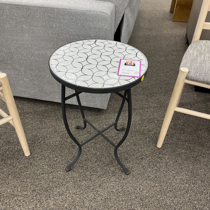 White Tiled Side Table