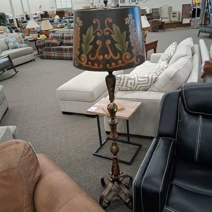 Leather Wrapped Painted Floor Lamp