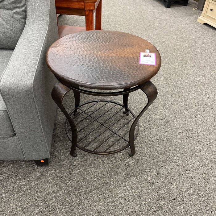 Round Copper Top End Table