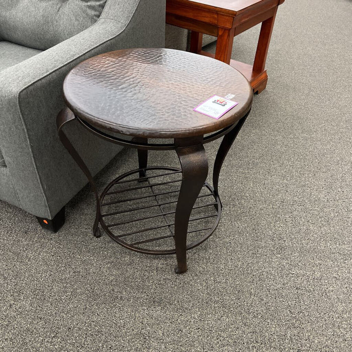 Round Copper Top End Table