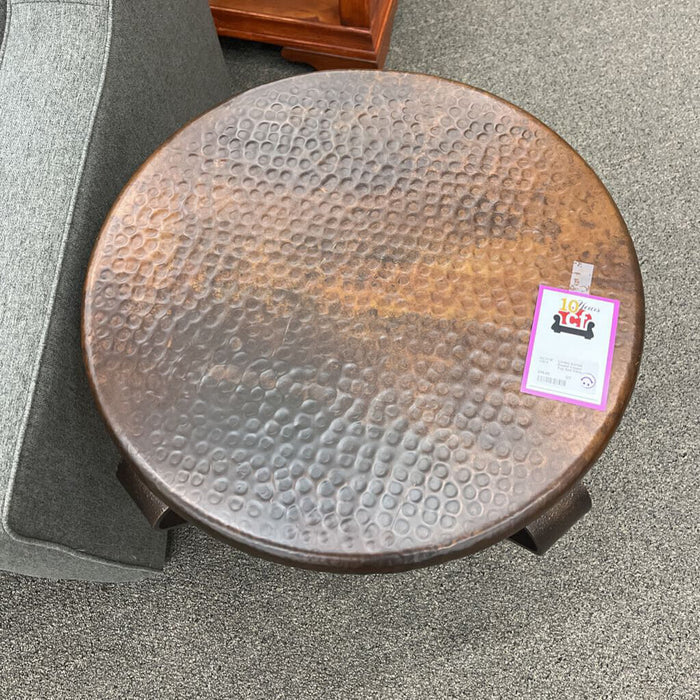 Round Copper Top End Table