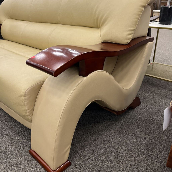 Modern Wavy Beige Leather Sofa