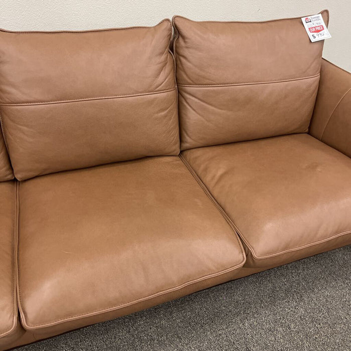"Kettner" 88" Brown Leather Sofa