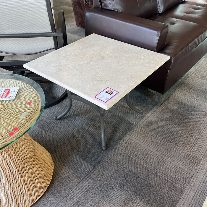 White Stone Top End Table