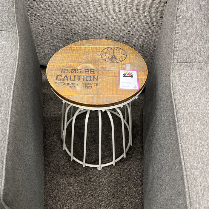 Round White Base End Table
