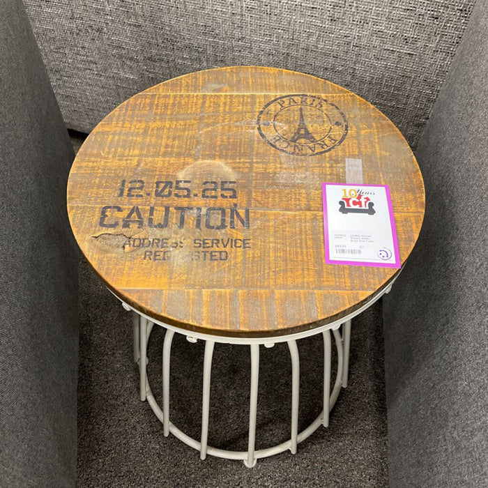 Round White Base End Table