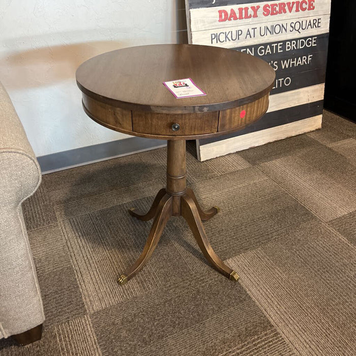 Vintage Drum End Table w/ Drawer