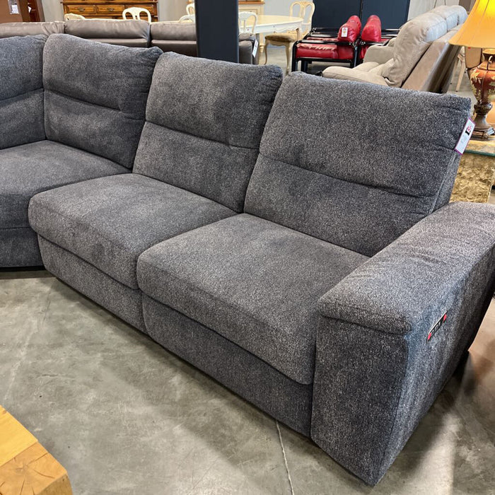 3pc BLue/ Grey Fabric Power Sectional