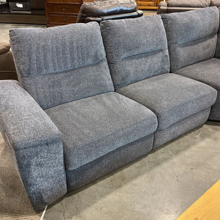3pc BLue/ Grey Fabric Power Sectional