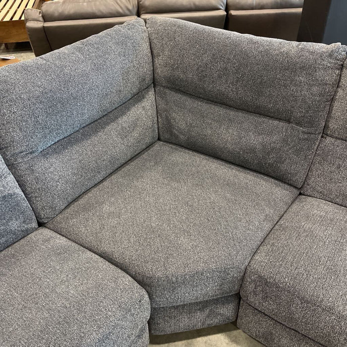 3pc BLue/ Grey Fabric Power Sectional