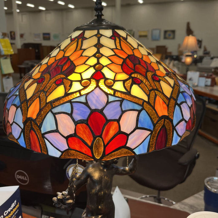 Tiffany Style Cherub Lamp